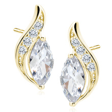 Silver (925) elegant gold-plated earrings with white marquoise zirconia