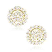 Silver (925) elegant gold-plated earrings with white zirconias