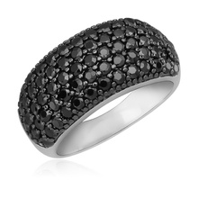 Silver (925) elegant ring with black zirconia - convex