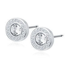 Silver (925) elegant round earrings with white zirconia