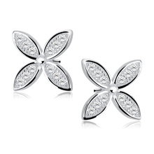 Silver (925) flowers earrings with zirconia