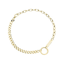 Silver (925) gold-plate bracelet - circle and plate on two types of chain