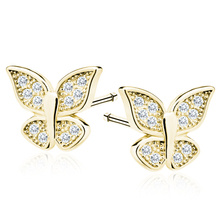 Silver (925) gold-plated butterfly earrings with white zirconias