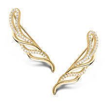 Silver (925) gold-plated cuff earrings with zirconia