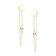 Silver (925) gold-plated earrings circle with white zirconia on chain