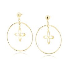 Silver (925) gold-plated earrings - circles with flowers