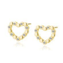 Silver (925) gold-plated earrings heart with zirconias