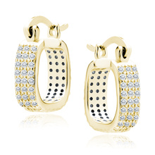 Silver (925) gold-plated earrings hoop with zirconia