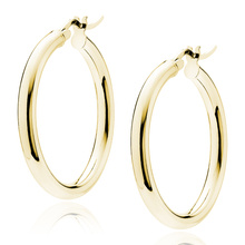 Silver (925) gold-plated earrings hoops - highly polished