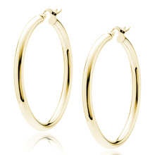 Silver (925) gold-plated earrings hoops - highly polished