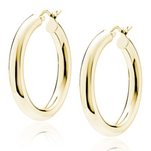 Silver (925) gold-plated earrings hoops - highly polished