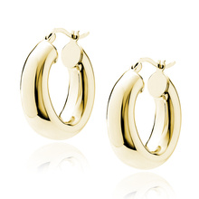 Silver (925) gold-plated earrings hoops - highly polished