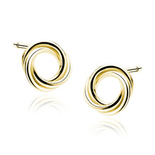 Silver (925) gold-plated earrings - intertwined circles