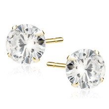 Silver (925) gold-plated earrings round white zirconia diameter 8mm