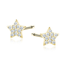 Silver (925) gold-plated earrings stars with white zirconias