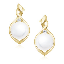 Silver (925) gold-plated earrings white pearl and zirconia