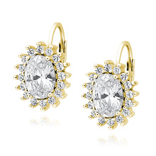 Silver (925) gold-plated earrings white zirconia