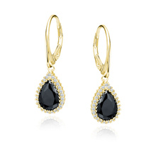 Silver (925) gold-plated earrings with black zirconia