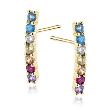 Silver (925) gold-plated earrings with various colors of zirconias