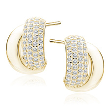 Silver (925) gold-plated earrings with white zirconias