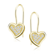 Silver (925) gold-plated heart earrings with zirconia