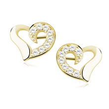 Silver (925) gold-plated heart earrings with zirconias