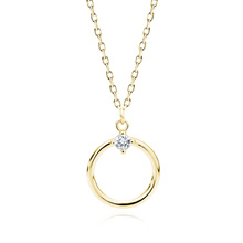 Silver (925) gold-plated necklace circle with white zirconia