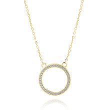 Silver (925) gold-plated necklace - circle with white zirconias