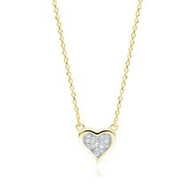 Silver (925) gold-plated necklace - heart with white zirconias