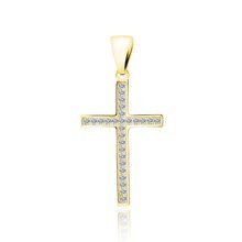 Silver (925) gold-plated pendant cross with white zirconias