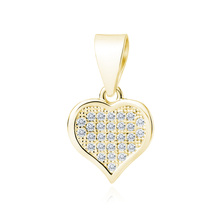 Silver (925) gold-plated pendant - heart filled with zirconias