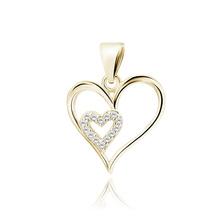 Silver (925) gold-plated pendant heart with white zirconias