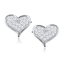 Silver (925) heart earrings with zirconia