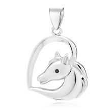 Silver (925) heart pendant - horse with black eye