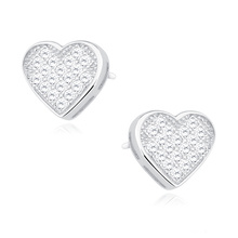 Silver (925) hearts earrings with zirconia