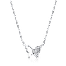 Silver (925) necklace - butterfly with white zirconias