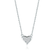 Silver (925) necklace - heart with white zirconias