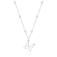 Silver (925) necklace - letter M on chain with balls