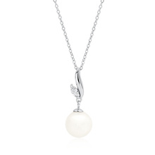 Silver (925) necklace pearl with white zirconia