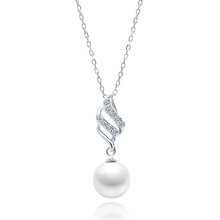 Silver (925) necklace pearl with white zirconias
