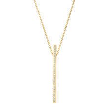 Silver (925) necklace - rectangle with zirconia, gold-plated