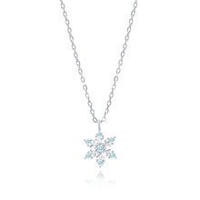 Silver (925) necklace snowflake with aquamarine zirconias