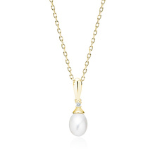 Silver (925) necklace with pearl and white zirconia