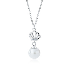 Silver (925) necklace with pearl and white zirconia