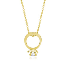 Silver (925) necklace with ring pendant - gold-plated