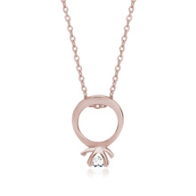 Silver (925) necklace with ring pendant rose gold-plated