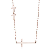 Silver (925) necklace with rose gold-plated crosses