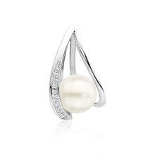 Silver (925) pearl pendant with zirconia