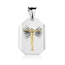 Silver (925) pendant Jesus on cross gold-plated