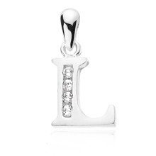 Silver (925) pendant white zirconia - letter L